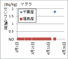 千葉産より低く出る福島県が検査した福島産マダラのセシウム濃度