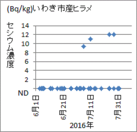 上昇傾向を示す福島いわき産ヒラメのセシウム濃度