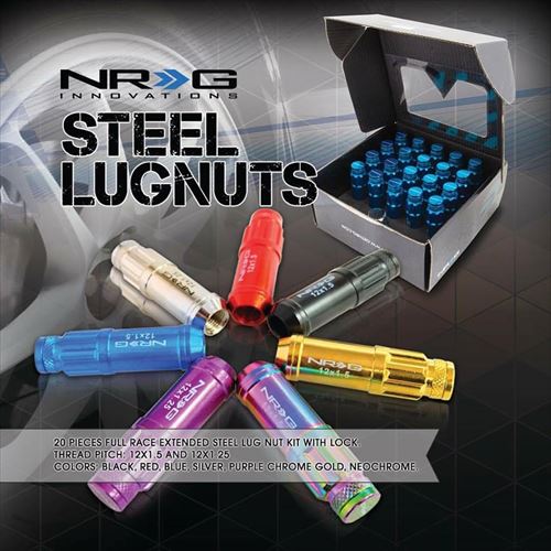 NRG Innovations LN-L471SL Silver Extended Lug Nut Set 4 Piece