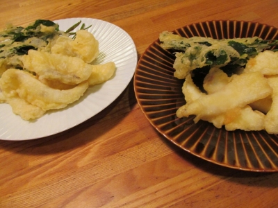 スミイカとシリヤケイカの天ぷら食べ比べ１